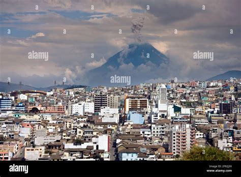 Eruption of Tungurahua Volcano above the city of Ambato in the Avenue ...