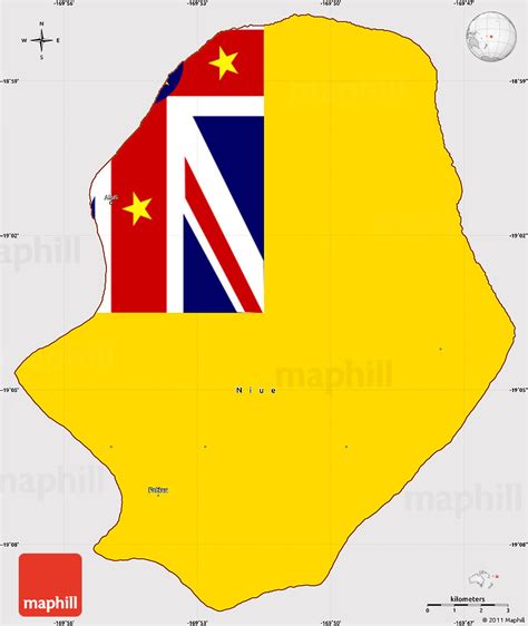 Flag Simple Map of Niue, flag aligned to the middle