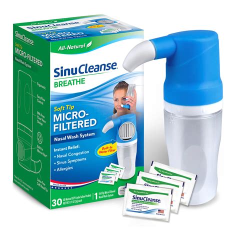 Buy SinuCleanseSoft Tip Micro-Filtered Nasal Wash System, Relieves Nasal Congestion Due to Cold ...