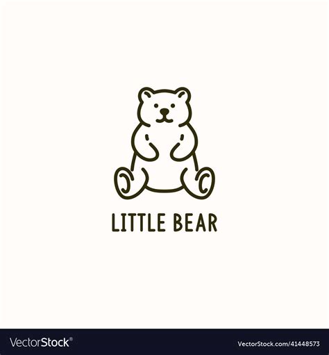 Linear drawing of a small bear isolated graphic Vector Image