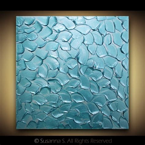 ORIGINAL Abstract Art Turquoise Blue Textured by ModernHouseArt