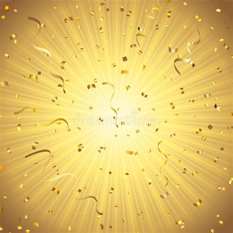 Gold Background with Confetti and Streamers Stock Vector - Illustration ...