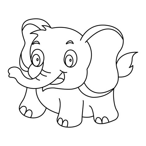 Cartoon Elephant Outline