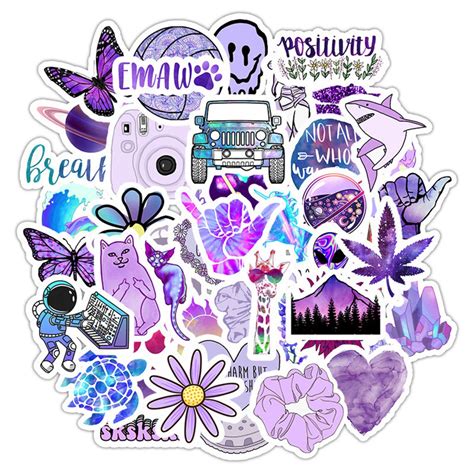 50 PCS Purple Stickers for Laptop Water Bottle Skateboard Easy - Etsy