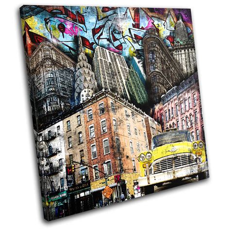 New York Graffiti Grunge Urban SINGLE CANVAS WALL ART Picture Print | eBay