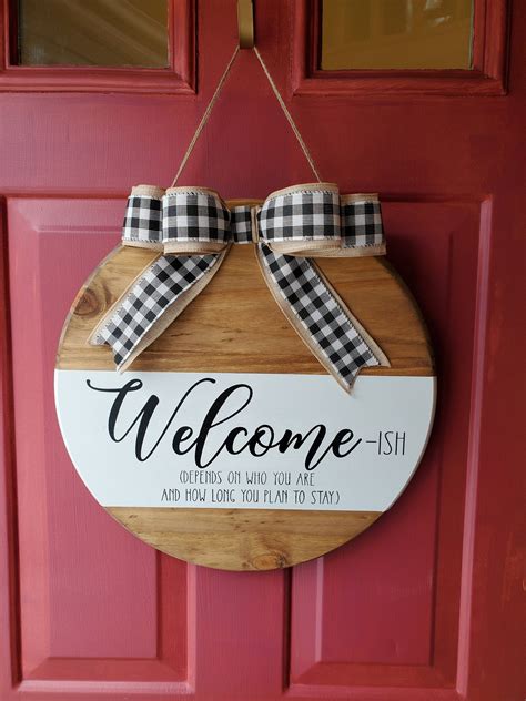 Front door sign wooden round welcome sign gift for new home | Etsy