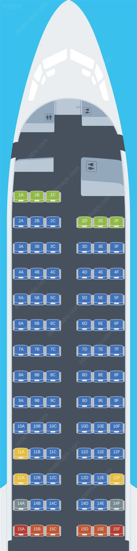 Seat map of Corendon Airlines Boeing 737 MAX 8 aircraft