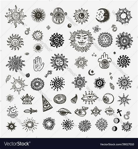 Collection various occult symbols Royalty Free Vector Image