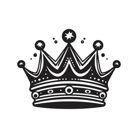 crown, vintage logo concept black and white color, hand drawn ...