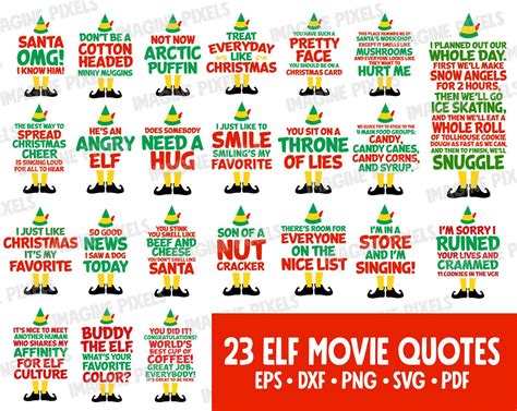 Buddy The Elf 23 Movie Quotes Editable SVG PNG DXF eps pdf | Etsy | Elf ...