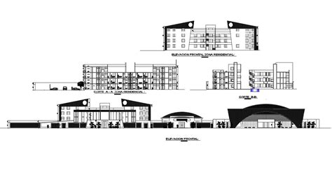 Commercial Building Elevation View drawing - Cadbull