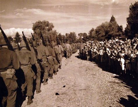 80-G-490501 Korean children cheering US occupation troops following the ...