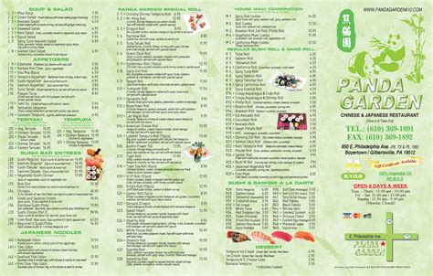 Panda Garden Menu - Berks Mont Menus