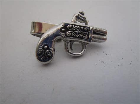 Vintage Retro Figural Derringer Pistol Gun Silver Tone Tie - Etsy