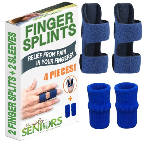 Simply Seniors Finger Splint - 4 Pieces - Set of 2 Finger Splints + 2 ...