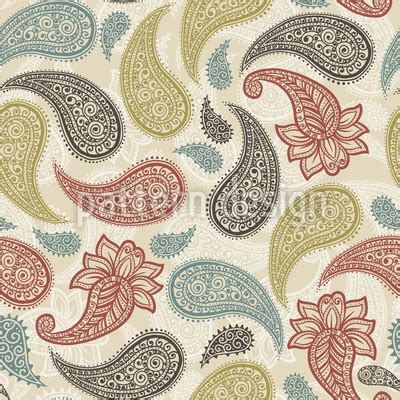 Traditional Indian Paisleys Seamless Vector Pattern Design