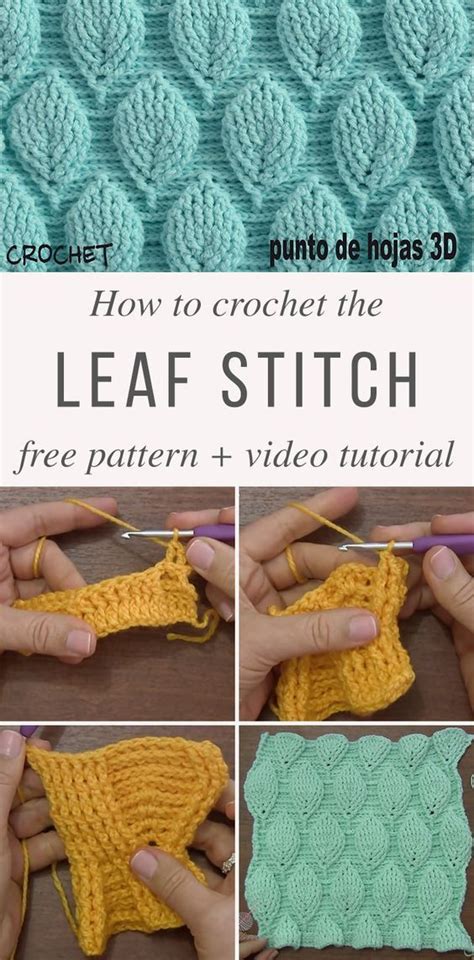 Easy Crochet Leaf Stitch Pattern | Crochet, Crochet stitches patterns, Crochet blanket patterns