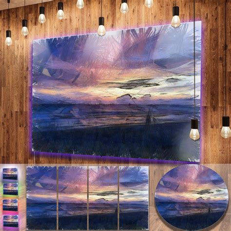 Designart 'Sunset over Sea Watercolor' Landscape Metal Wall Art | Landscape metal wall art ...