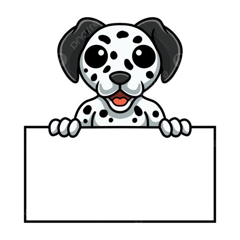 Cute Dalmatian Dog Cartoon Holding Blank Sign, Creature, Baby, Happy PNG and Vector with ...