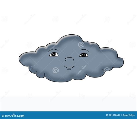 Happy Dark Cloud Cartoon with White Background Stock Illustration - Illustration of cartoon ...