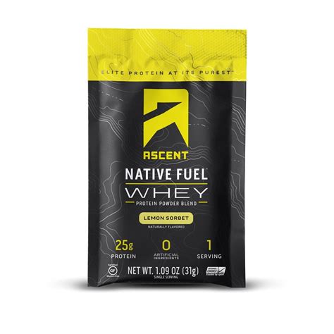 Ascent Native Fuel Whey Protein Powder - Lemon Sorbet - 15 Single Serving Packets - Walmart.com ...