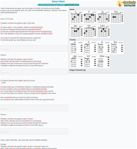 Hợp âm: Stacy's Mom - cảm âm, tab guitar, ukulele - lời bài hát ...