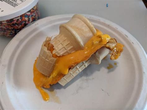 Using an Ice Cream Cone as Bread for an Egg Sandwich | Cursed Image ...