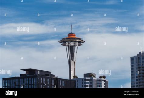 A scenic view of the Space Needle observation deck at the Seattle ...