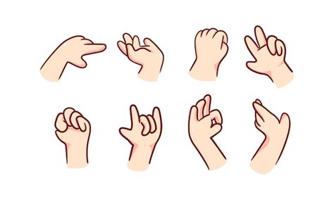 Free Vector | Set of finger hand thumb pointing sign or symbol cartoon character doodle hand ...