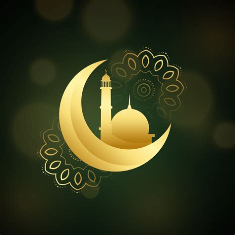 crescent moon with mosque for islamic festival - Download Free Vector ...