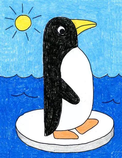 penguin drawing- art lesson - Google Search | Penguin drawing easy ...