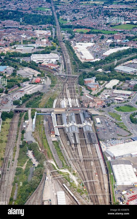 An aerial view of Crewe railway station, North West England, UK Stock ...