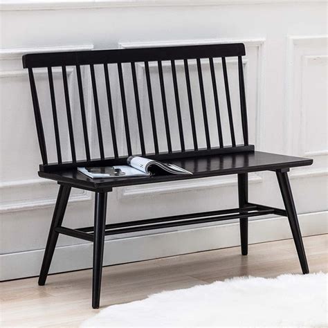 Duhome Entryway Bench, Black Dining Bench with Spindle Back Farmhouse ...