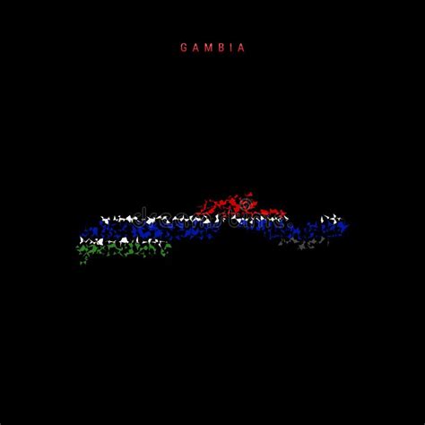 Gambia Flag Map, Chaotic Particles Pattern in the Gambian Flag Colors ...