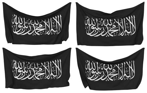 Shahadah Islamic Pinned Flag from Corners, Isolated with Different Waving Variations, 3D ...