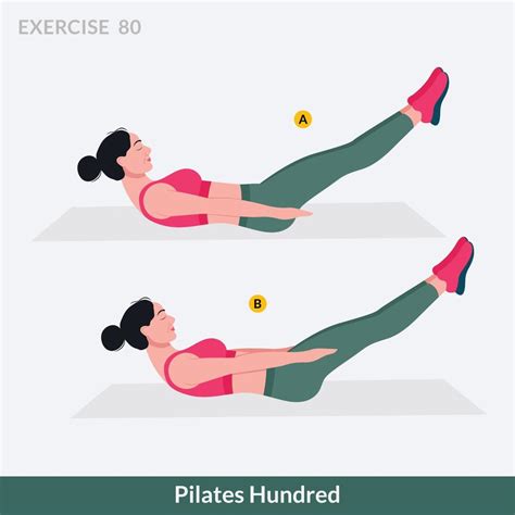 Pilates Hundred exercise, Woman workout fitness, aerobic and exercises. 10978235 Vector Art at ...