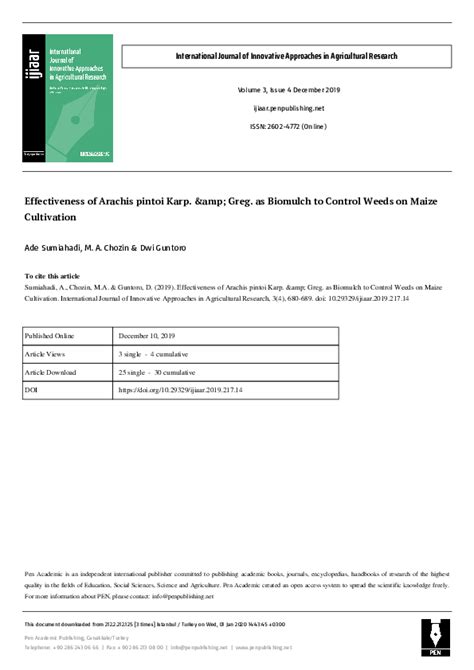 (PDF) Effectiveness of Arachis pintoi Karp. & Greg. as Biomulch to Control Weeds on Maize ...