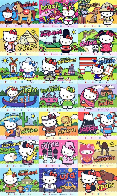 HELLO KITTY AROUND THE WORLD SET OF 21 CARDS+ | Hello kitty art, Hello kitty backgrounds, Hello ...