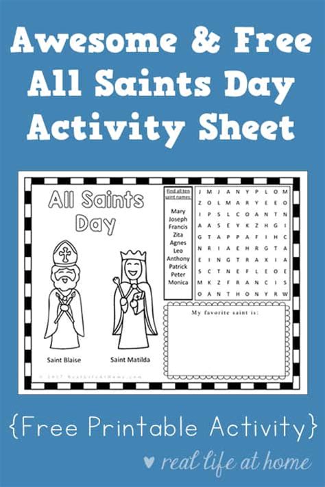 Awesome and Free All Saints Day Activity Sheet Printable