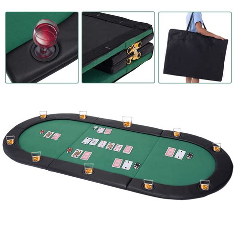 79"x36" Portable Tri-Fold Oval Padded Poker Table Top Folding w/ Carrying Case | Walmart Canada