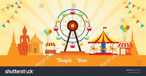 Thai Temple Fair Thailand Festival Event Stock Vector (Royalty Free ...