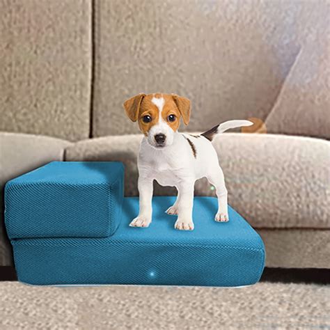 Treefloewr Breathable Mesh Foldable Pet Stairs Detachable Pet Bed Stairs Dog Ramp 2 Steps L ...