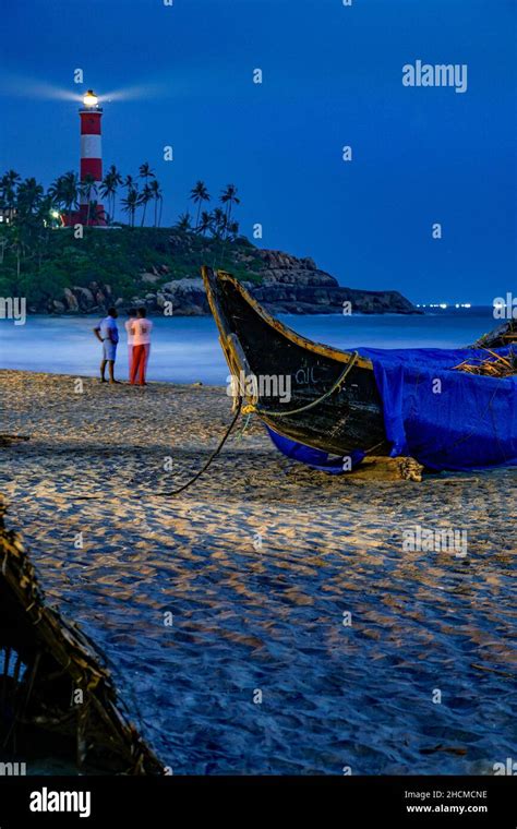 Kovalam Beach and lighthouse Stock Photo - Alamy