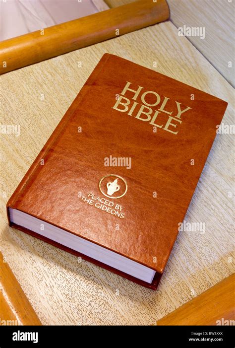 Gideon's Bible placed in a hotel room by Gideons International an evangelical Christian ...