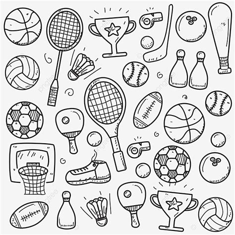 Set Of Sports Doodle Vector Illustration In Cute Hand Drawn Style, Rat ...