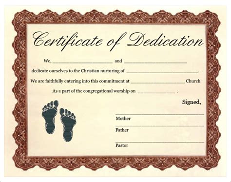 Baby Dedication Certificate | Template Business