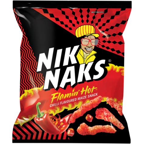 Nik Naks Flamin Hot Chilli Flavoured Maize Snack 135g | Chips, Snacks & Popcorn | Food Cupboard ...