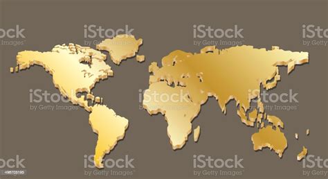 Gold World Map 3d Stock Illustration - Download Image Now - Abstract, Arrangement, Business - iStock
