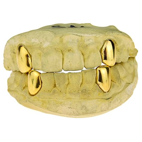 Gold Custom Teeth Caps Set Single Tooth Top & Bottom Canine Grillz ...