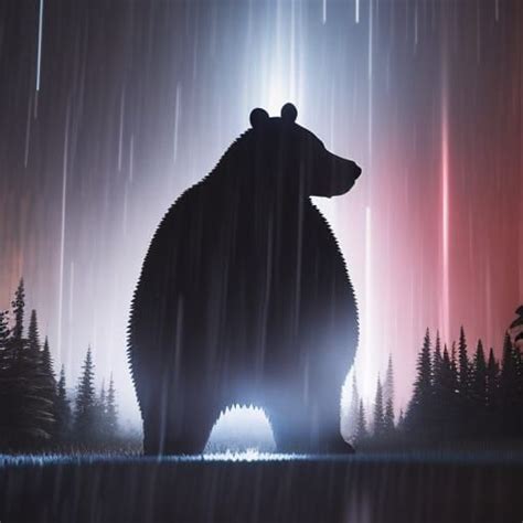 a silhouette of a Giant Bear Hug: filled with rain:: Dark gradient ...